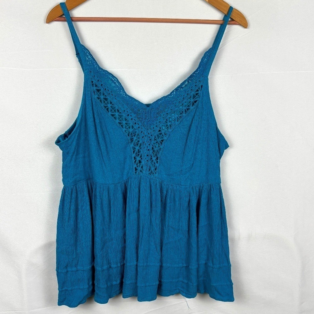 Torrid Womens Y2K Babydoll Top Sz 1 - 1X 16 Romantic Festival Lace Boho Peasant
